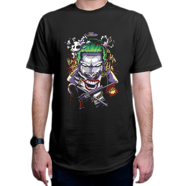 تیشرت طرح کامیک Joker جوکر  J5نمای روبرو - رنگ مشکی