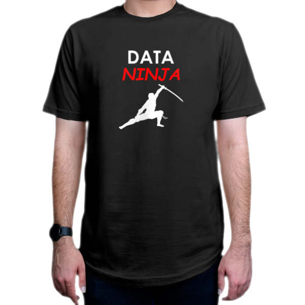 تیشرت برنامه نویسی طرح Data Ninjaنمای روبرو - رنگ مشکی