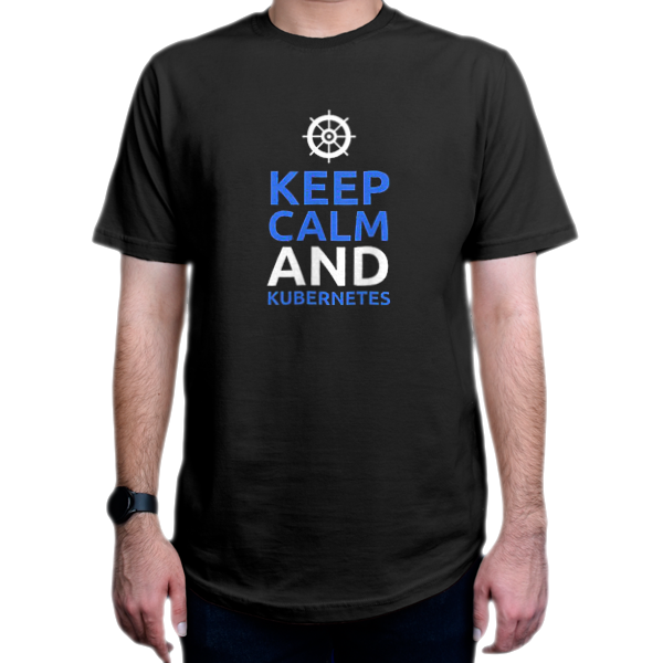 تیشرت برنامه نویسی طرح Keep Calm and Kubernetesنمای روبرو - رنگ مشکی
