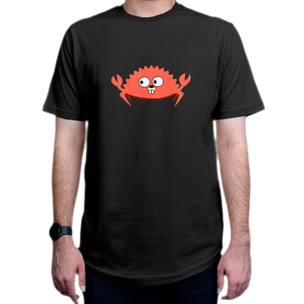 تیشرت برنامه نویسی طرح  Rust Crab-Gopherنمای روبرو - رنگ مشکی