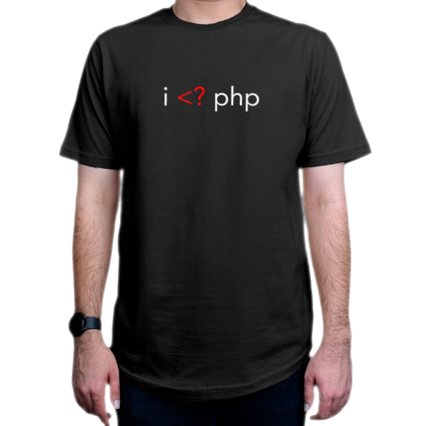 تیشرت برنامه نویسی طرح I <? phpنمای روبرو - رنگ مشکی