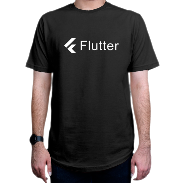 تیشرت برنامه نویسی طرح  Flutter white-1