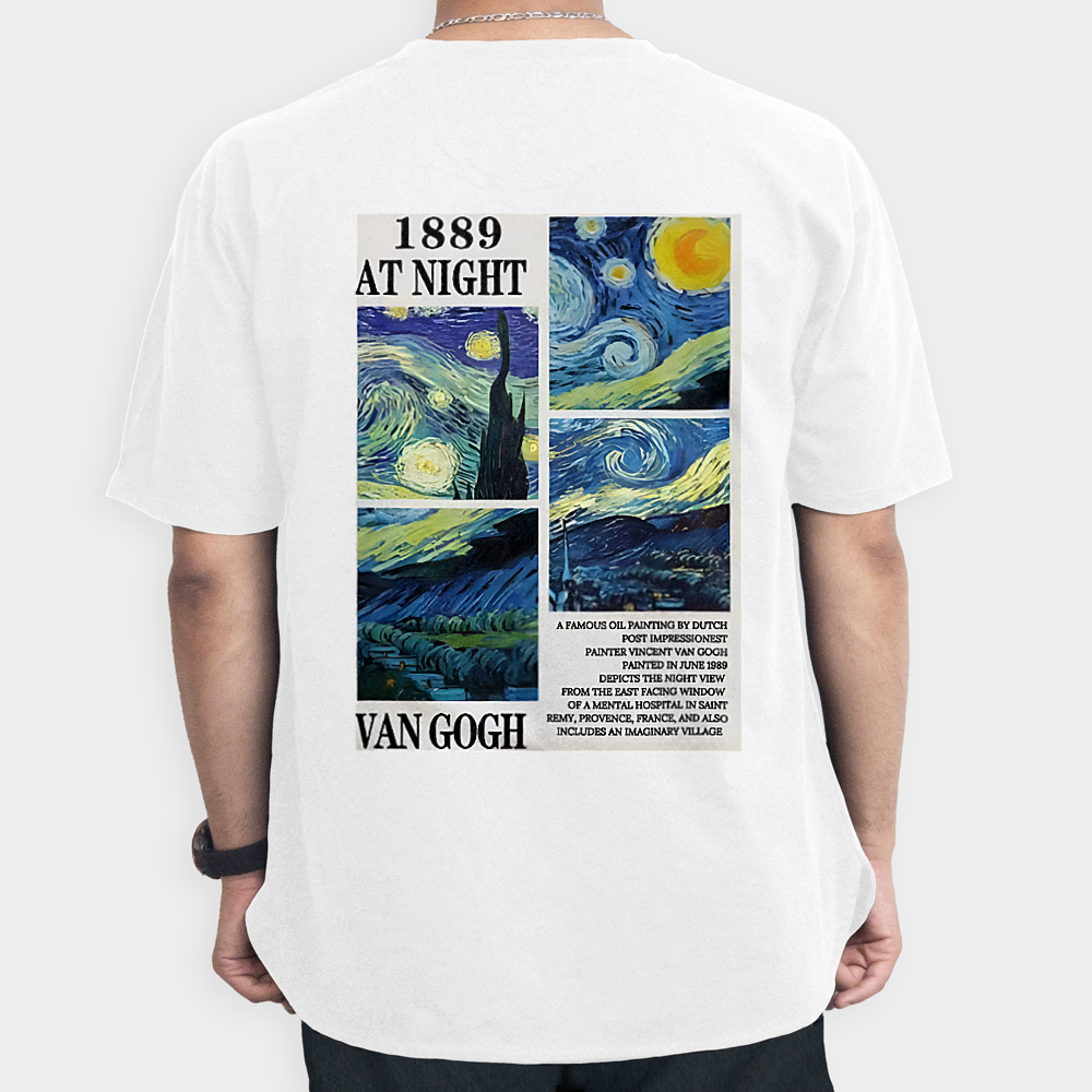 تیشرت لانگ طرح van goghنمای پشت ۱ - رنگ مشکی